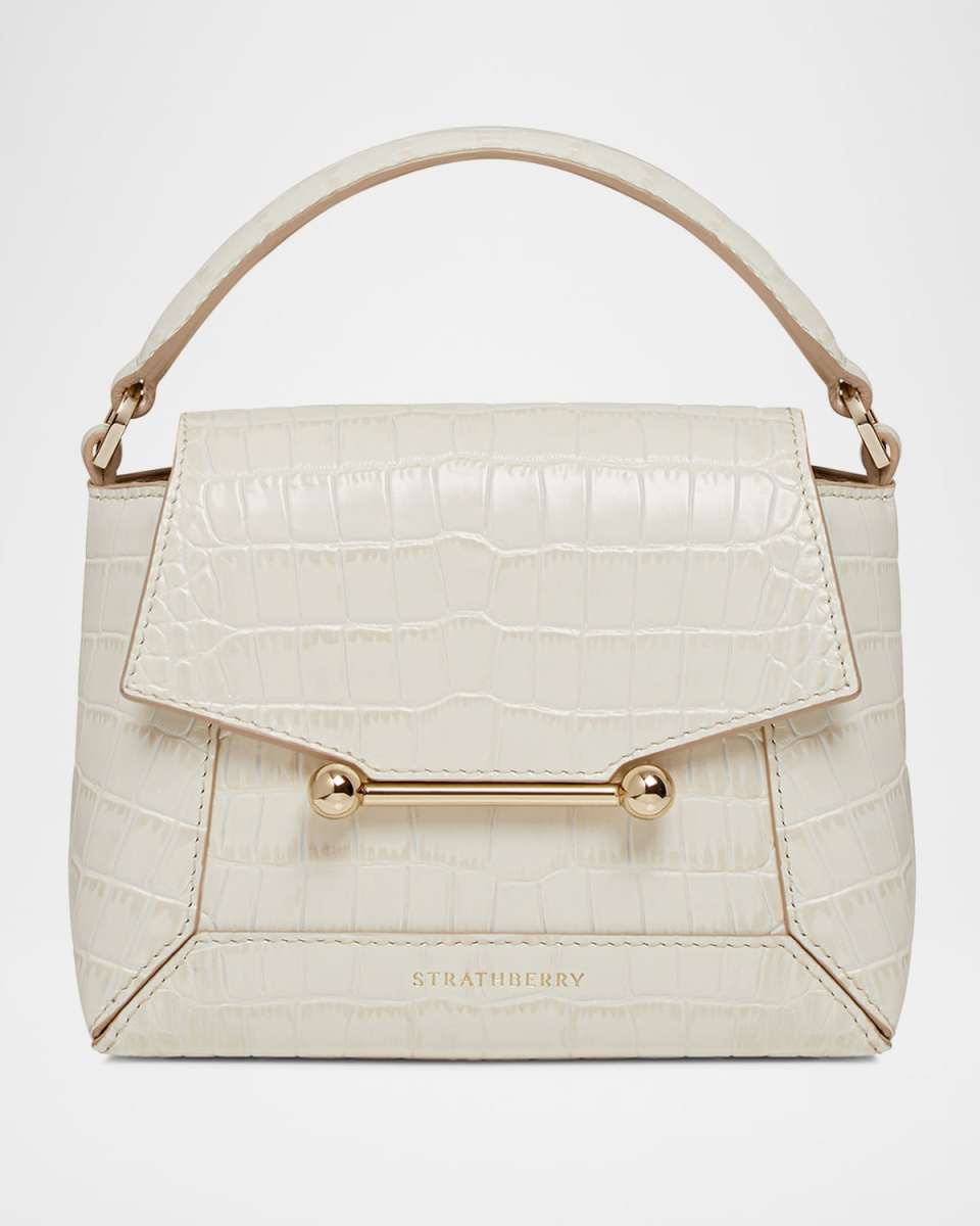 Mosaic Nano Croc Leather Top-Handle Bag